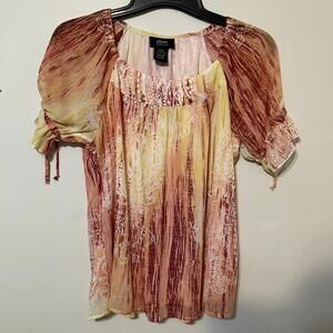 Allison Morgan High Fashion Vibrant Colorful Lightweight Blouse Size Medium